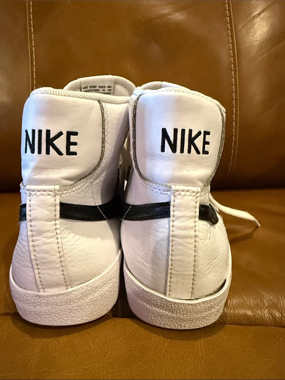 Nike Blazers White High-Top Sneakers with Black Swoosh and Gray Accents